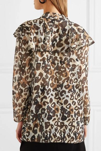 Shop Sonia Rykiel Leopard-print Silk-chiffon Blouse In Brown