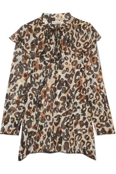 Shop Sonia Rykiel Leopard-print Silk-chiffon Blouse In Brown
