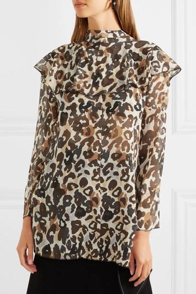 Shop Sonia Rykiel Leopard-print Silk-chiffon Blouse In Brown