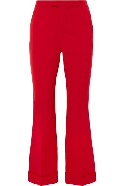 Shop Maison Margiela Crepe Flared Pants In Red