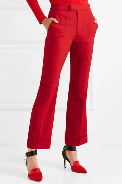 Shop Maison Margiela Crepe Flared Pants In Red