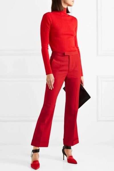 Shop Maison Margiela Crepe Flared Pants In Red
