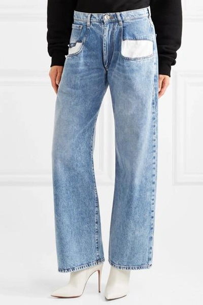 Shop Maison Margiela Paneled Boyfriend Jeans In Blue