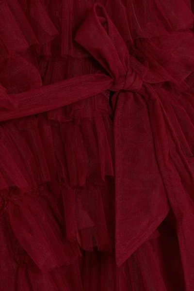 Shop Molly Goddard Kizzy Ruffled Tulle Coat In Claret