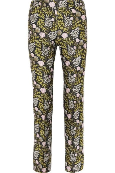 Shop Giambattista Valli Floral-jacquard Slim-leg Pants In Black