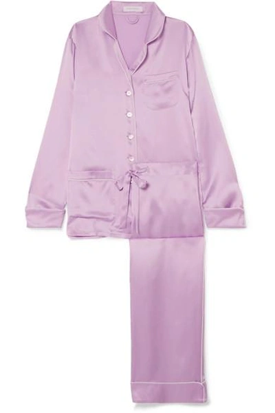 Shop Olivia Von Halle Coco Silk-satin Pajama Set In Lilac