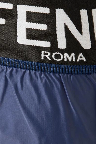 Shop Fendi Roma Shell And Stretch-jersey Shorts In Storm Blue