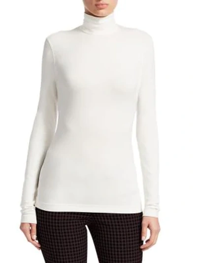 Shop Akris Punto Women's Turtleneck Back Zip Top In Cream