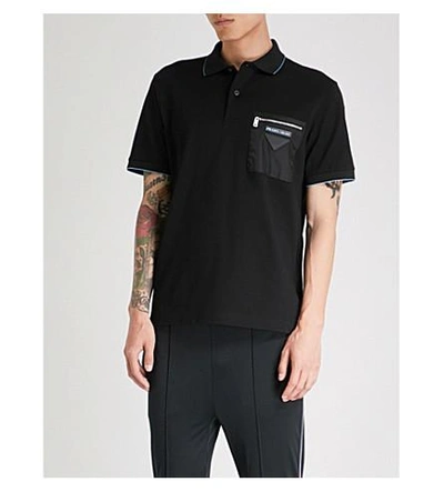 Shop Prada Milano Piqué Polo Shirt In Black