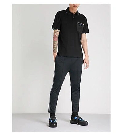 Shop Prada Milano Piqué Polo Shirt In Black