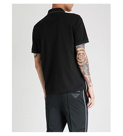 Shop Prada Milano Piqué Polo Shirt In Black