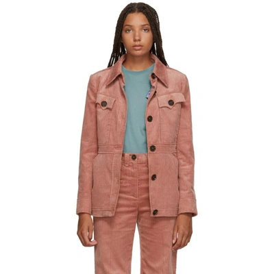 Shop Alexa Chung Alexachung Pink Patch Pocket Jacket In Dusty Rose
