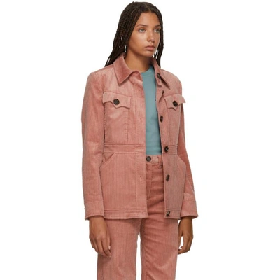 Shop Alexa Chung Alexachung Pink Patch Pocket Jacket In Dusty Rose