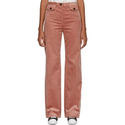 Shop Alexa Chung Alexachung Pink Corduroy Wide-leg Trousers In Dusty Rose