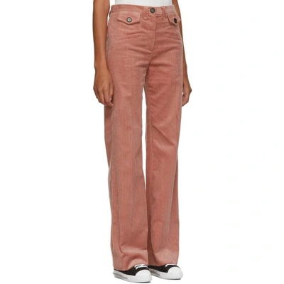 Shop Alexa Chung Alexachung Pink Corduroy Wide-leg Trousers In Dusty Rose