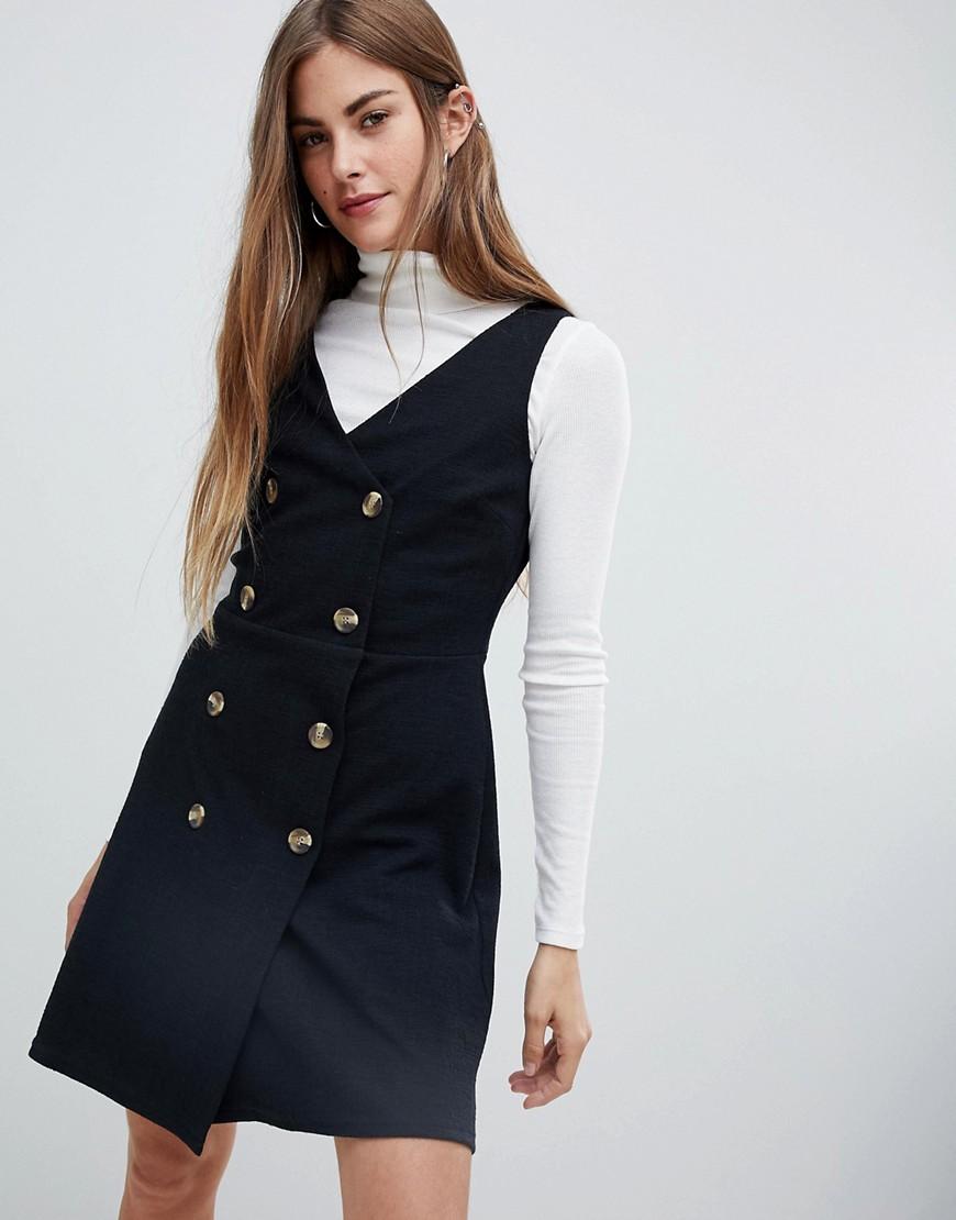 new look black button dress