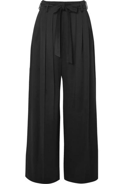 Shop Valentino Hammered-satin Pants In Black
