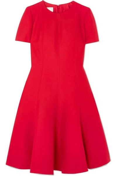 Shop Valentino Wool And Silk-blend Dress In Red