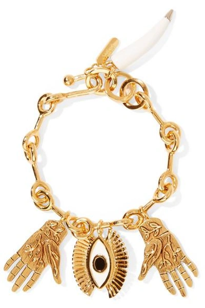 Shop Chloé Sloan Gold-tone, Enamel And Resin Bracelet