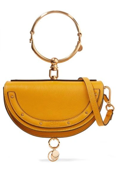 Shop Chloé Nile Bracelet Mini Textured-leather Shoulder Bag In Yellow