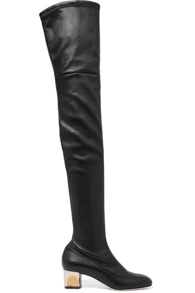 Shop Alexander Mcqueen Stretch-leather Over-the-knee Boots In Black