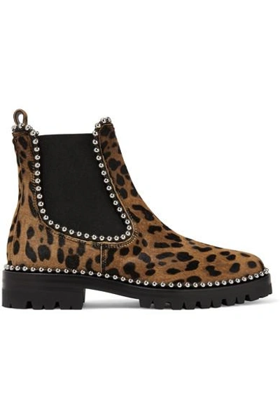 Shop Alexander Wang Spencer Studded Leopard-print Calf Hair Chelsea Boots In Leopard Print