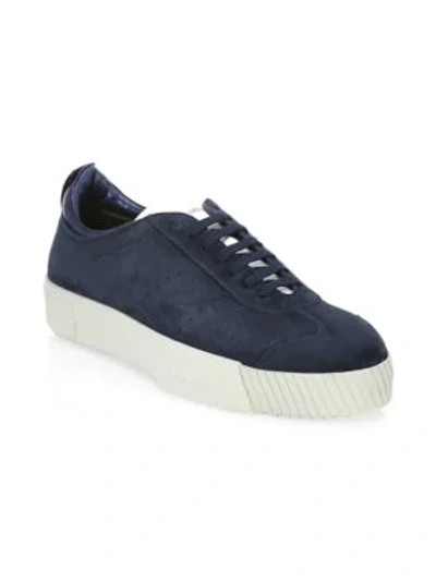 Shop Giorgio Armani Suede Platform Sneakers In Blue