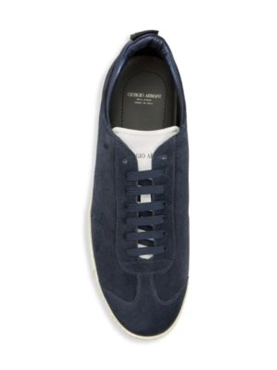 Shop Giorgio Armani Suede Platform Sneakers In Blue