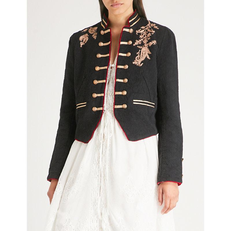 free people lauren embroidered cotton band jacket