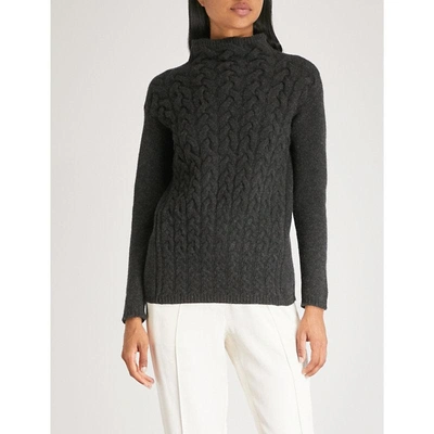 Shop Max Mara Rally Cable-knit Wool And Cashmere-blend Jumper In Grey