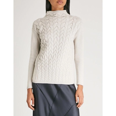 Shop Max Mara Rally Cable-knit Wool And Cashmere-blend Jumper In Ivory