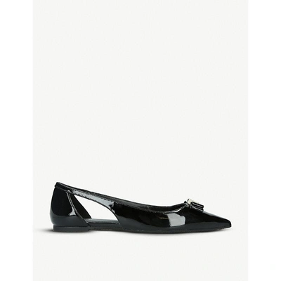 Shop Michael Michael Kors Carlson Cut-out Patent-leather Ballerina Flats In Black