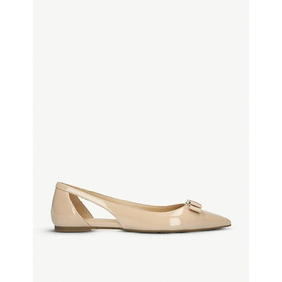 Shop Michael Michael Kors Carlson Cut-out Patent-leather Ballerina Flats In Pale Pink