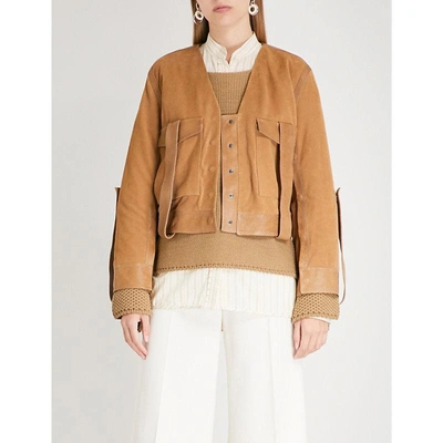 Shop Arje Alma Belted Suede Jacket In Tan