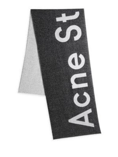 Shop Acne Studios Toronty Logo Wool-blend Scarf In Black