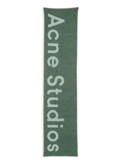 Shop Acne Studios Toronty Logo Wool-blend Scarf In Grey Pink