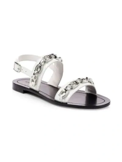 Shop Coach Eden Chain Flat Leather Sandals In Off White