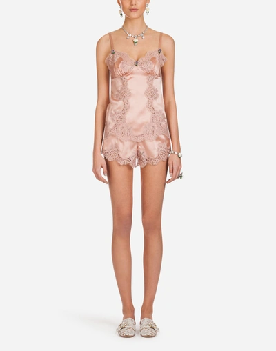 Shop Dolce & Gabbana Silk Satin Panties In Pink