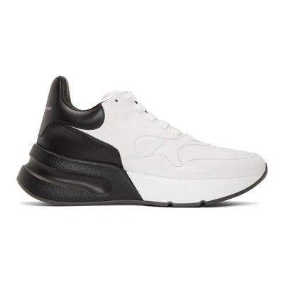 Shop Alexander Mcqueen White And Black Oversized Runner Sneakers In 9034opwhtbk