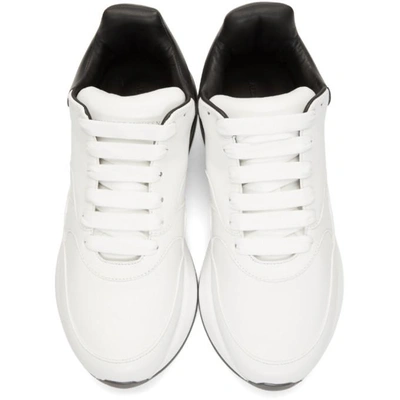 Shop Alexander Mcqueen White And Black Oversized Runner Sneakers In 9034opwhtbk