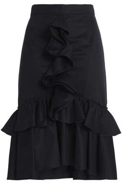 Shop Tome Woman Ruffled Cotton-twill Skirt Black
