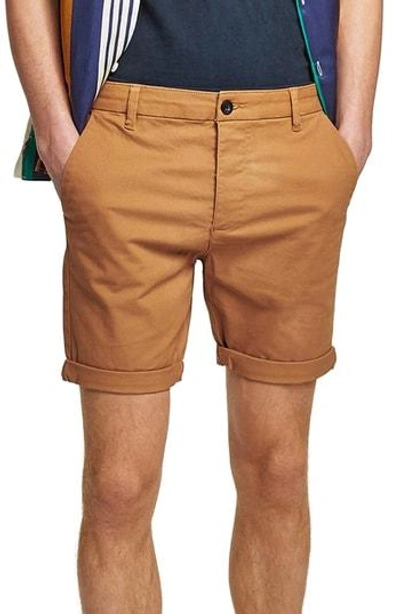 Shop Topman Skinny Fit Chino Shorts In Orange