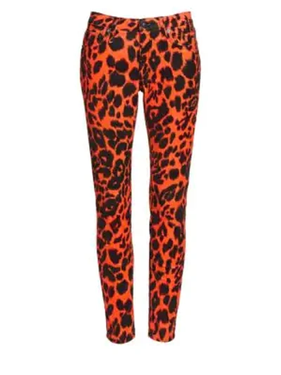 Shop R13 Leopard Print Kate Skinny Jeans In Orange Leopard