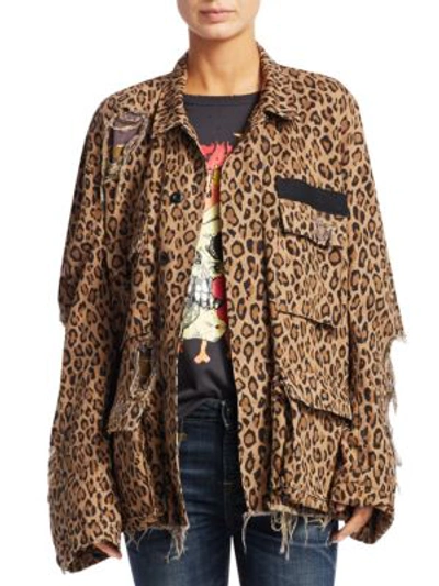 Shop R13 Shredded Leopard Print Abu Jacket