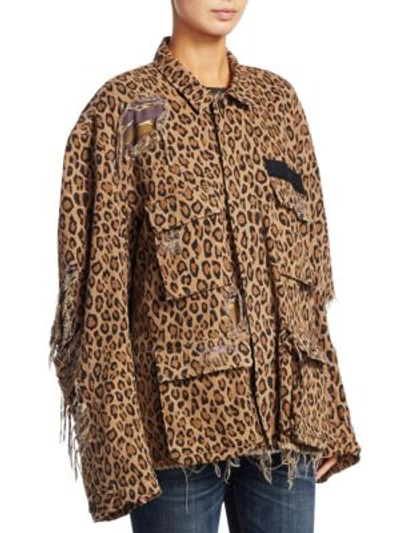 Shop R13 Shredded Leopard Print Abu Jacket