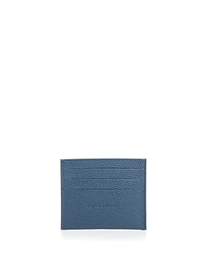 Shop Longchamp Le Foulonne Leather Card Case In Pilot Blue