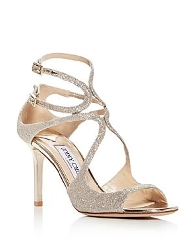 Shop Jimmy Choo Women's Ivette 85 Glitter High-heel Sandals In Platinum Ice