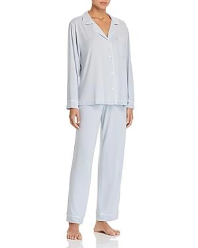 Shop Eberjey Charcoal Heather Gisele Long Pajama Set In Water Blue