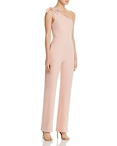 Shop Karina Grimaldi Daniel One-shoulder Straight-leg Jumpsuit In Pink