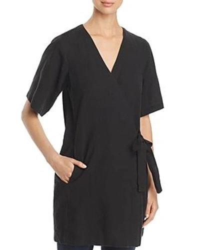 Shop Eileen Fisher Wrap-front Tunic Top In Black